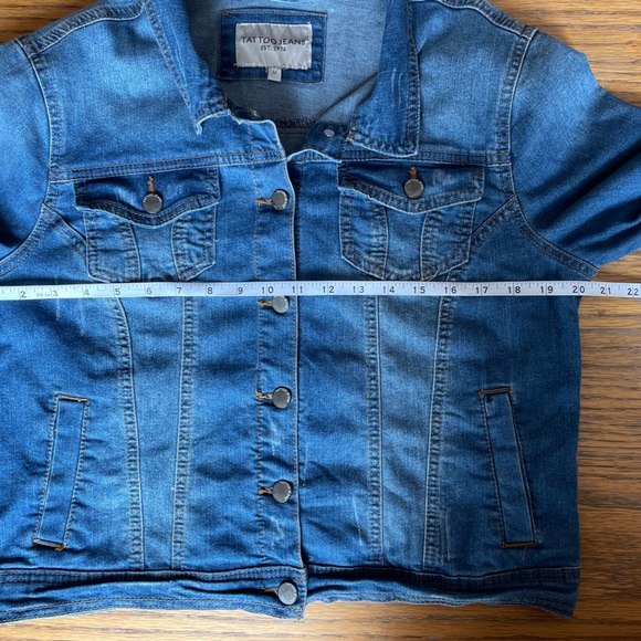 Tattoo Jeans Denim Button Up Jacket with Distressing Jean Jacket - Picture 6 of 10